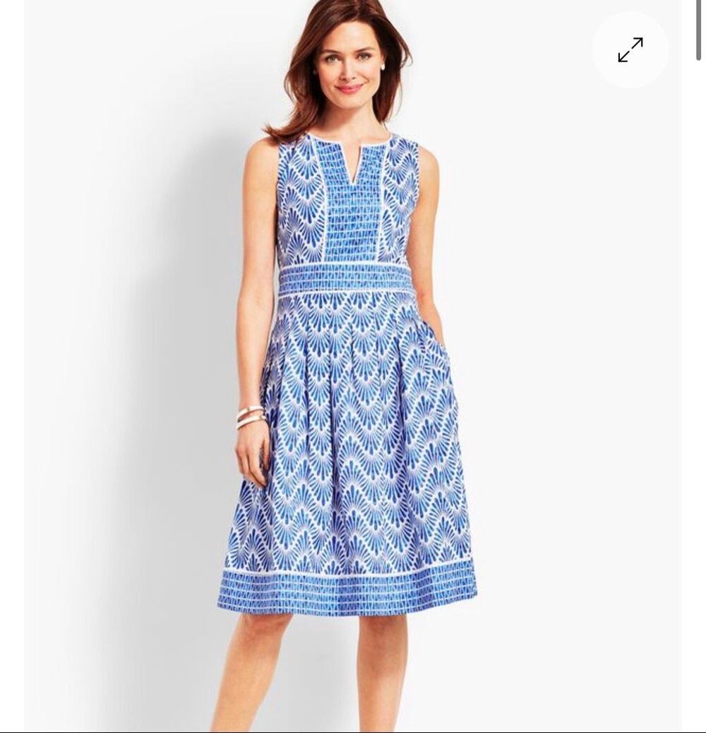 Talbots cotton Geo Mixed-Print fit and flare dress size 10P